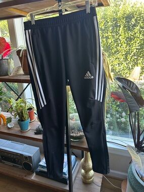 adidas Black Track Pants with White 3-Stripes